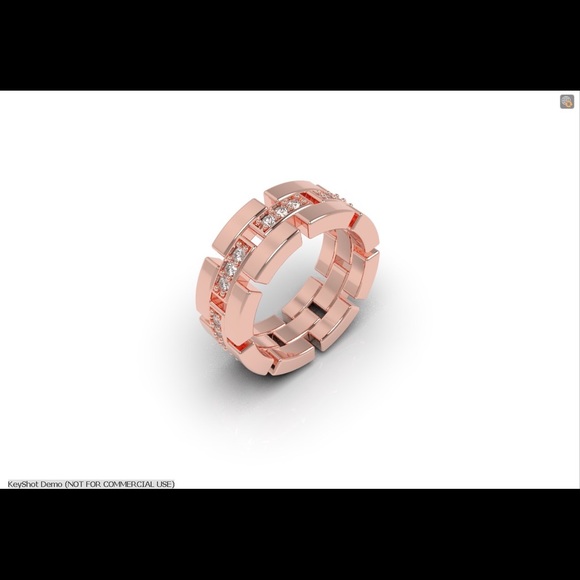 Men's Solid Silver Block Eternity Ring Stackable Cubic Zirconia - Picture 6 of 8